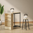 Table de bar Anval avec 2 tabourets rangement acier noir chêne clair
