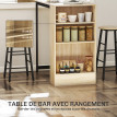 Table de bar Anval avec 2 tabourets rangement acier noir chêne clair