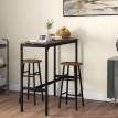 Ensemble Esolone table de bar et tabourets design contemporain noir aspect bois