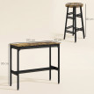 Ensemble Esolone table de bar et tabourets design contemporain noir aspect bois