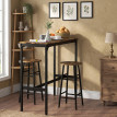 Ensemble Esolone table de bar et tabourets design contemporain noir aspect bois
