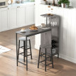 Ensemble table de bar Quinsaseel avec tabourets et rangements bois naturel