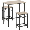 Table de bar Anseville ensemble 2 tabourets effet bois noir
