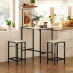 Table de bar Anseville ensemble 2 tabourets effet bois noir