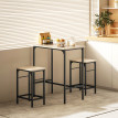 Table de bar Anseville ensemble 2 tabourets effet bois noir