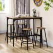 Lesays Table de bar industrielle 4 tabourets bois vieilli noir