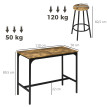Lesays Table de bar industrielle 4 tabourets bois vieilli noir