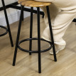 Lesays Table de bar industrielle 4 tabourets bois vieilli noir