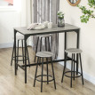 Paelsur Ensemble table de bar 4 tabourets industriel gris