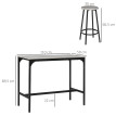 Paelsur Ensemble table de bar 4 tabourets industriel gris
