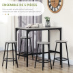 Paelsur Ensemble table de bar 4 tabourets industriel gris