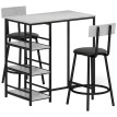 Marisac ensemble table bar tabourets étagères acier noir gris