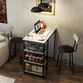 Marisac ensemble table bar tabourets étagères acier noir gris