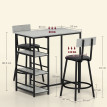 Marisac ensemble table bar tabourets étagères acier noir gris