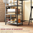 Marisac ensemble table bar tabourets étagères acier noir gris