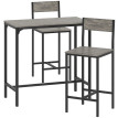 Ensemble table de bar Cerraeen métal industriel noir gris