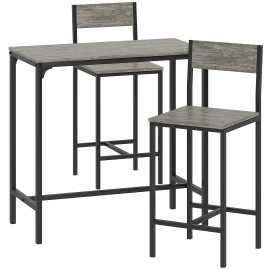 Ensemble table de bar Cerraeen métal industriel noir gris