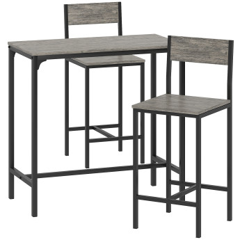 Ensemble table de bar Cerraeen métal industriel noir gris