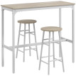 Valsainie ensemble bar 2 places acier aspect bois blanc