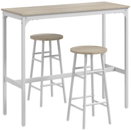 Valsainie ensemble bar 2 places acier aspect bois blanc