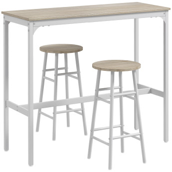 Valsainie ensemble bar 2 places acier aspect bois blanc
