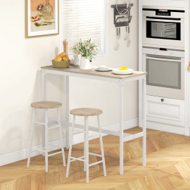 Valsainie ensemble bar 2 places acier aspect bois blanc