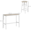 Valsainie ensemble bar 2 places acier aspect bois blanc