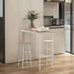 Valsainie ensemble bar 2 places acier aspect bois blanc