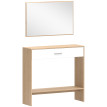 Console d'entrée Baola miroir rangement blanc chêne
