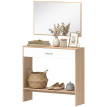 Console d'entrée Baola miroir rangement blanc chêne