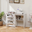 Table de couture pliable Réiael avec rangement sur roulettes blanche