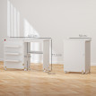 Table de couture pliable Réiael avec rangement sur roulettes blanche
