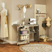 Table de couture Kaseval pliable sur roulettes avec rangements gris