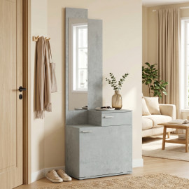 Sasur meuble d'entrée miroir chaussures tiroir gris
