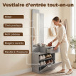 Sasur meuble d'entrée miroir chaussures tiroir gris