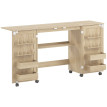Vioès table de couture pliable roulettes rangement naturel
