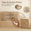 Vioès table de couture pliable roulettes rangement naturel