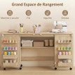 Vioès table de couture pliable roulettes rangement naturel