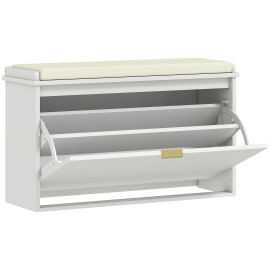 Careis banc à chaussures 2 en 1 avec assise blanc doré