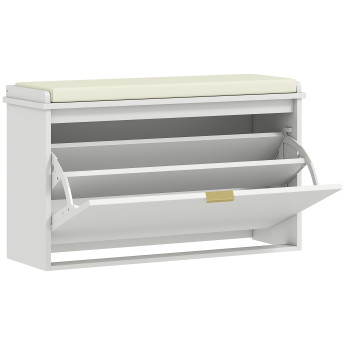 Careis banc à chaussures 2 en 1 avec assise blanc doré