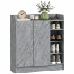 Armoire à chaussures Nelteone rangement entrée 2 portes 4 étagères gris bois