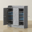 Armoire à chaussures Nelteone rangement entrée 2 portes 4 étagères gris bois