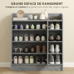 Armoire à chaussures Nelteone rangement entrée 2 portes 4 étagères gris bois