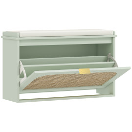 Banc à chaussures Kaisis rotin bohème rangement entrée beige