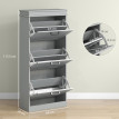 Meuble à chaussures Celeès 3 portes étagères métal gris