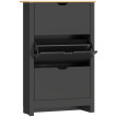 Armoire à chaussures Marac portes abattantes bois naturel noir