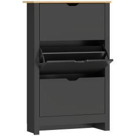 Armoire à chaussures Marac portes abattantes bois naturel noir