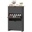 Armoire à chaussures Marac portes abattantes bois naturel noir
