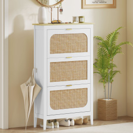 Meuble à chaussures Vielle bohème chic rotin blanc