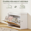 Réenne Banc à chaussures bohème rotin beige